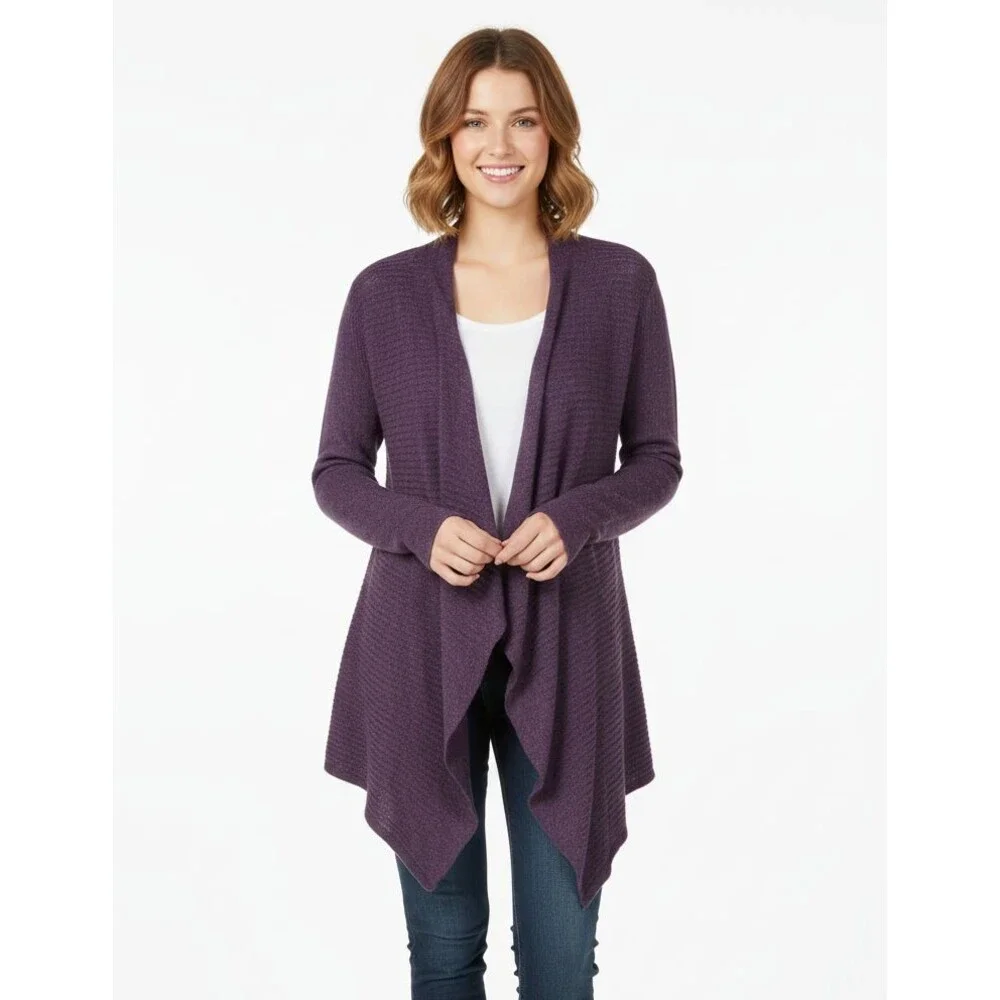 Eileen Fisher Sweater Cardigan Women's M Purple Long Sleeve Open Front - Picture 1 of 10